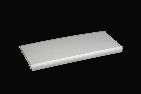 Painel branco plano com rebordo arredondado numa das extremidades